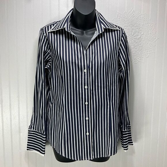 BROOKS BROTHERS 346 Double Collar Striped Button Down Blouse - Picture 1 of 6